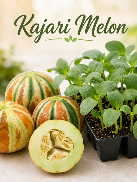 Kajari Melon - Unique Indian Delhi Melon Starter Live Plants (4 Seedlings)